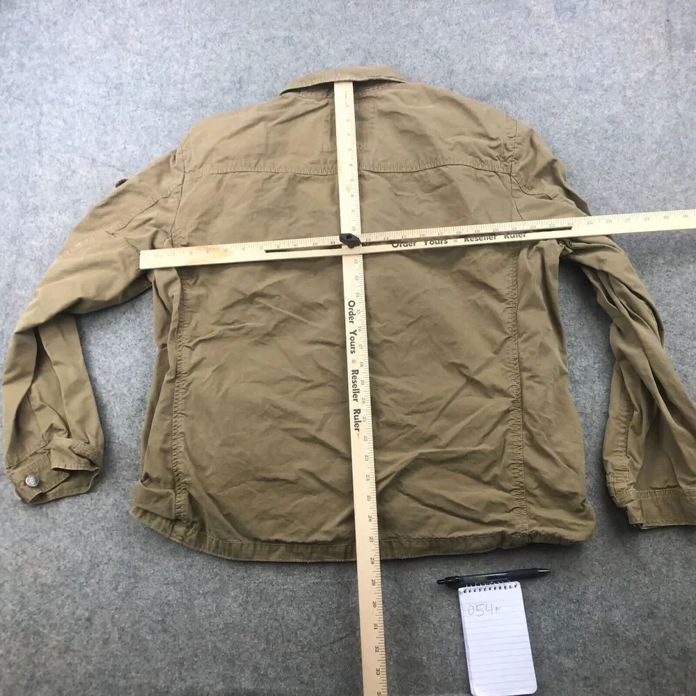J Crew Jacket Mens Large Beige Solid Military Field Broken In Pockets - Picture 7 of 9